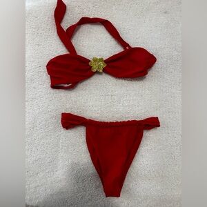 Red bandeau Bikini Set